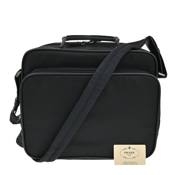 PRADA Logo Tessuto 2Way Business Shoulder Hnad Bag Nylon Leather 328-082225 - Picture 1 of 16